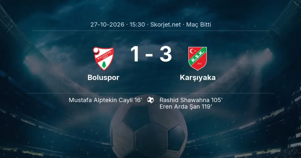 Türkiye Kupası: Boluspor - Karşıyaka Karşılaşması Tamamlandı (1-3) Türkiye Kupası: Boluspor - Karşıyaka Karşılaşması Tamamlandı (1-3)