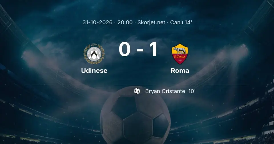 Udinese - Roma Maçında Gol: Bryan Cristante (10. dakika)