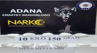 Adana'da 10 kilo 150 gram metamfetamin ele geçirildi