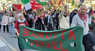 Filistin'de yaşanan gıda kıtlığı, İsveç'te protesto edildi