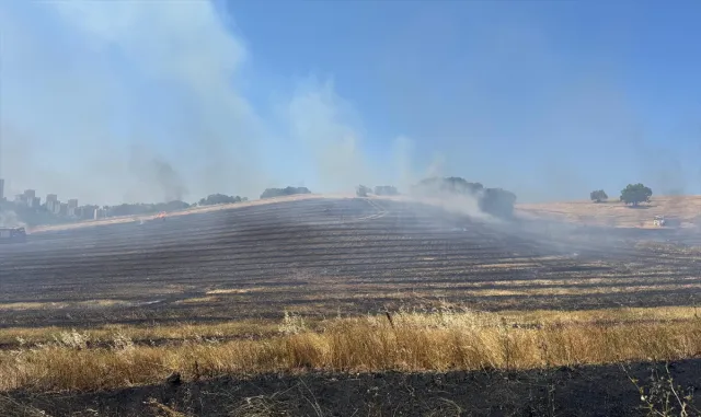 Bursa'da yerleşim yeri yakınındaki anız yangını söndürüldü