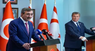 Cumhurbaşkanı Yardımcısı Yılmaz, Ercan Havalimanı'nda açıklamalarda bulundu: