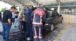 Kahramankazan'da park halindeki otomobil yandı