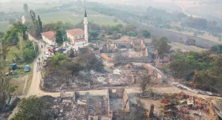 Sakarya'da ormanlık alanda başlayıp Bilecik tarafına sıçrayan yangında çok sayıda ev zarar gördü