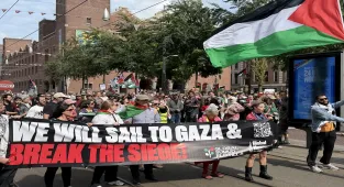 Hollanda'nın başkenti Amsterdam'da Filistin'e destek gösterisi düzenlendi