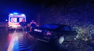 Gümüşhane'de istinat duvarına çarpan otomobildeki 3 kişi yaralandı