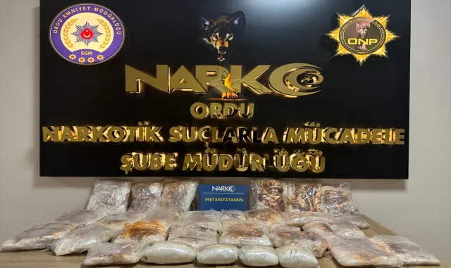Ordu'da otomobilin kapılarına gizlenmiş 25 kilo 200 gram sentetik uyuşturucu ele geçirildi