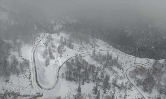 Türkiye’nin biyosfer rezervi alanı Camili Havzası beyaz örtü ile kaplandı