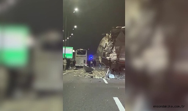 Kuzey Marmara Otoyolu'nda tır ile yolcu otobüsü çarpıştı, 10 kişi yaralandı (GÜNCELLEME)