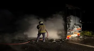 Mardin'de seyir halindeki tırın dorsesinde çıkan yangın söndürüldü