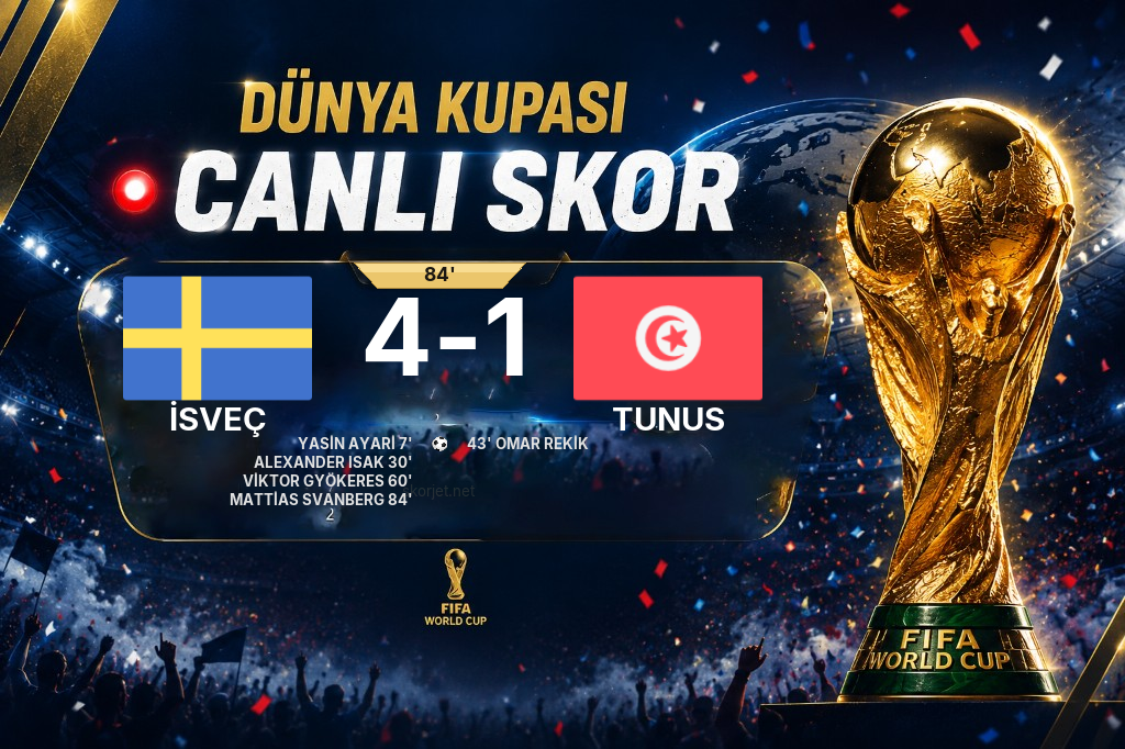 İsveç - Tunus Maçında Gol: Mattias Svanberg (84. dakika)