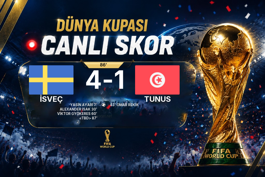 İsveç - Tunus Maçında Gol: <TBD> (87. dakika)